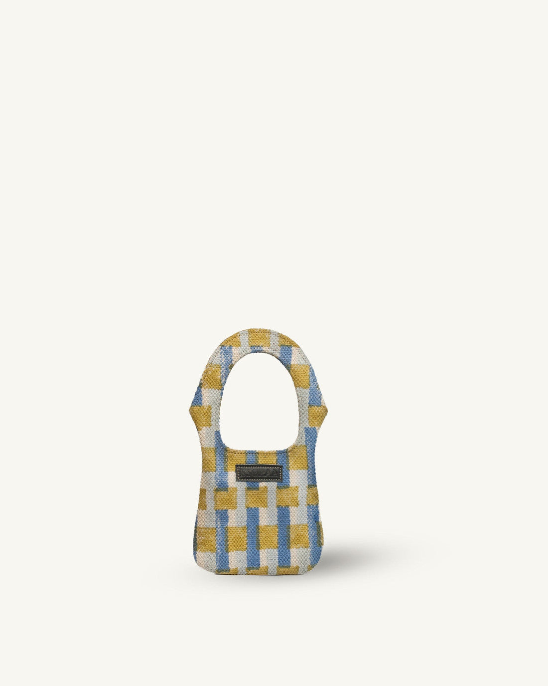 Checkered fabric padlock on a white background