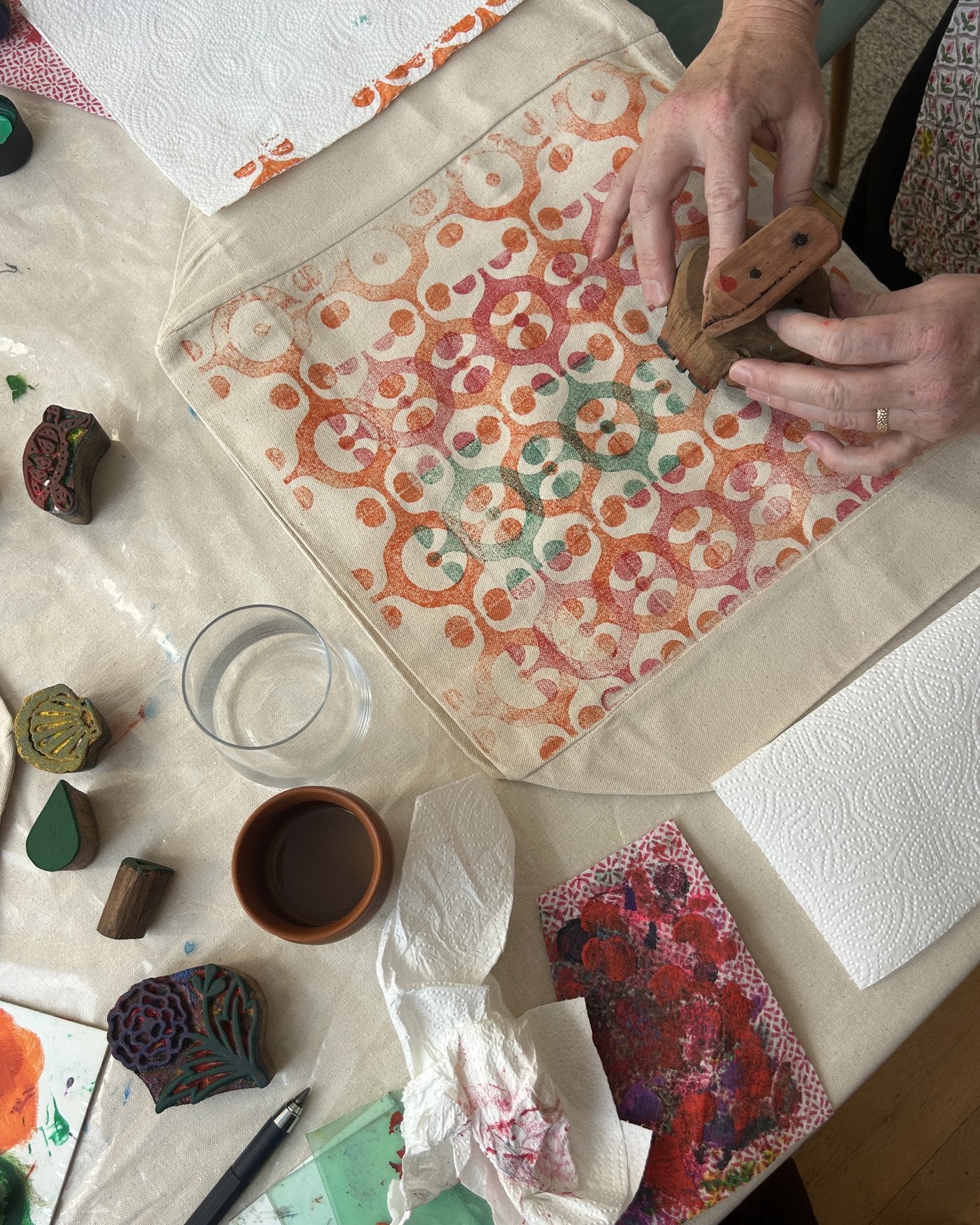 Printing a terracotta pattern onto fabric