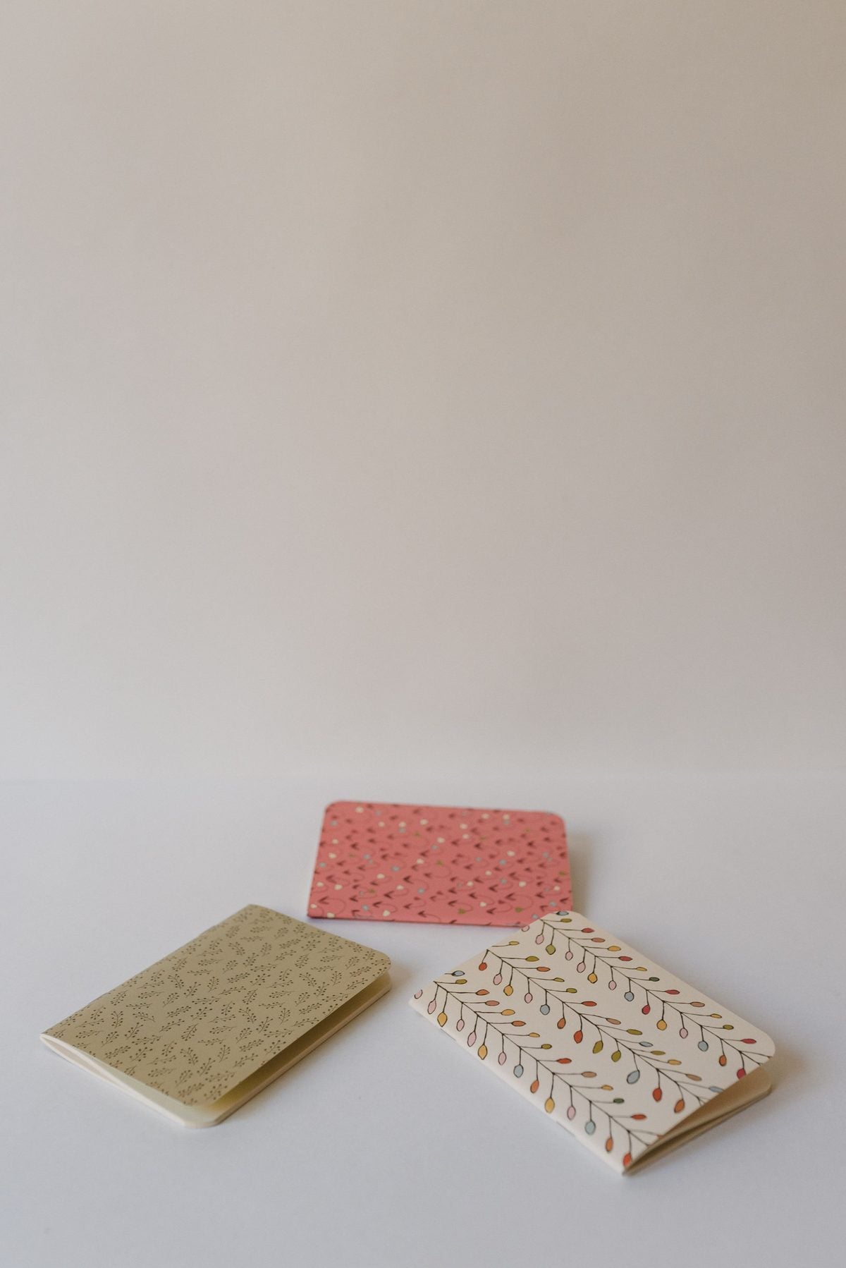 Hand printed cards with botanical patterns