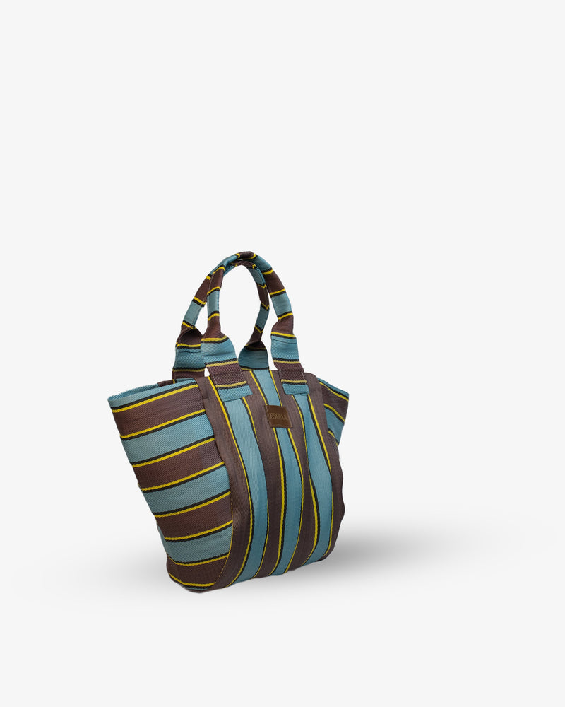 Striped fabric bag on a white background