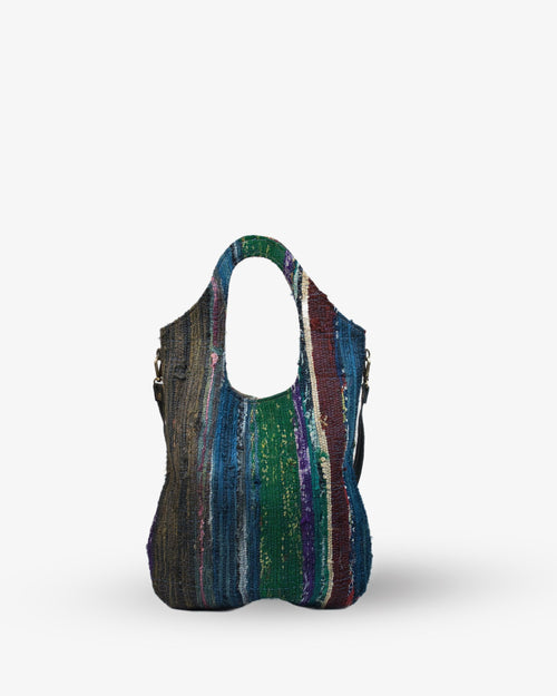 Multicolored striped bag on a white background