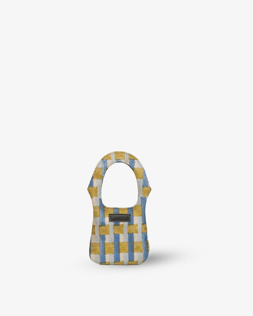 Checkered fabric padlock on a white background