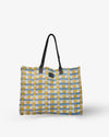 Tote bag with a checkered pattern on a white background