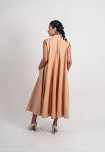 Plain And Textured Godet Dress Sleveless