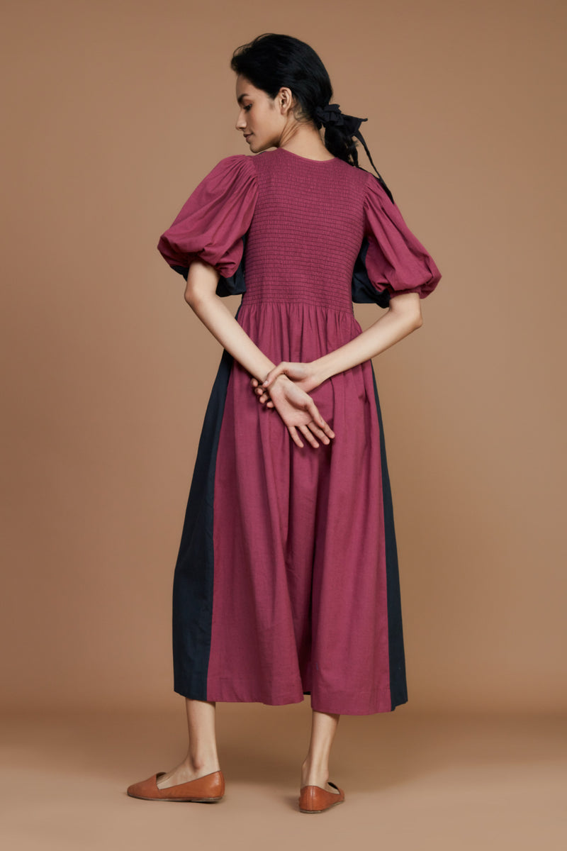 Klara Dress (Mauve-Black)